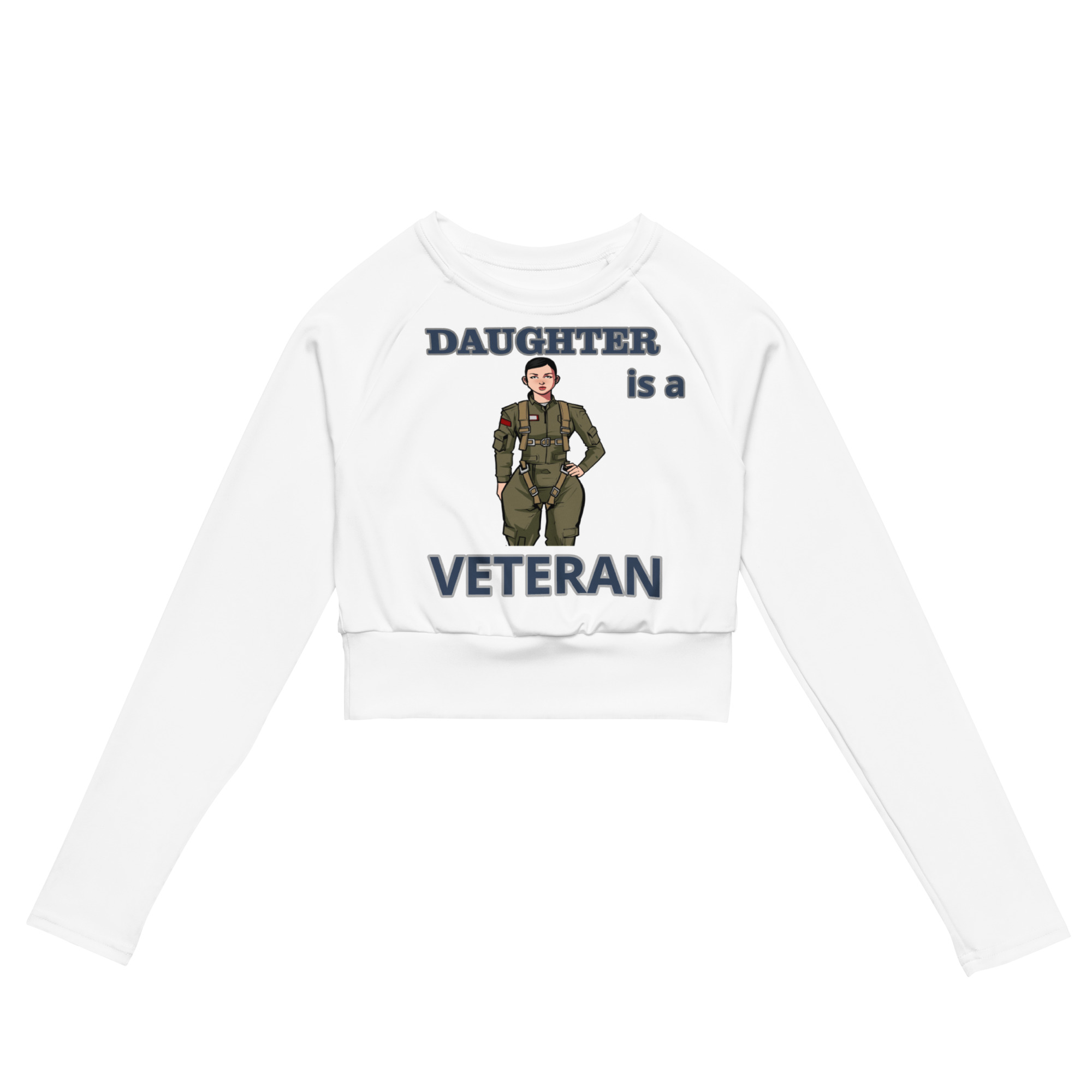 DAUGHTER IS A VETERAN TOO FOWER Recycled Long-Sleeve Crop Top