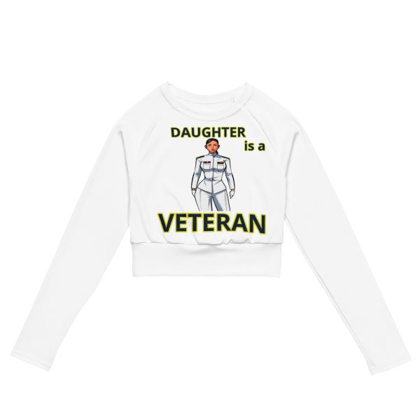 DAUGHTER IS A VETERAN TOO FOWER Recycled Long-Sleeve Crop Top