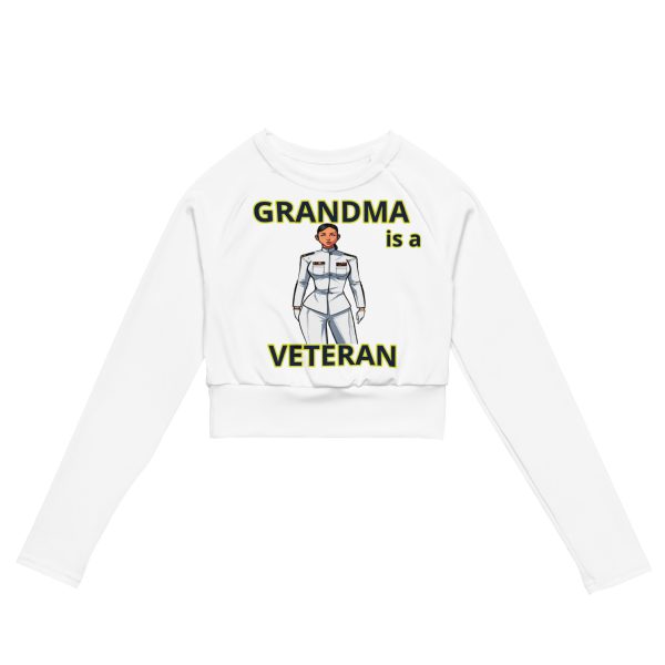 GRANDMA IS A VETERAN TOO FOWER Recycled Long-Sleeve Crop Top