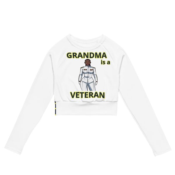 GRANDMA IS A VETERAN TOO FOWER Recycled Long-Sleeve Crop Top