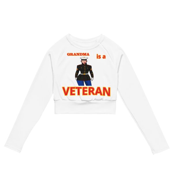 GRANDMA IS A VETERAN TOO FOWER Recycled Long-Sleeve Crop Top