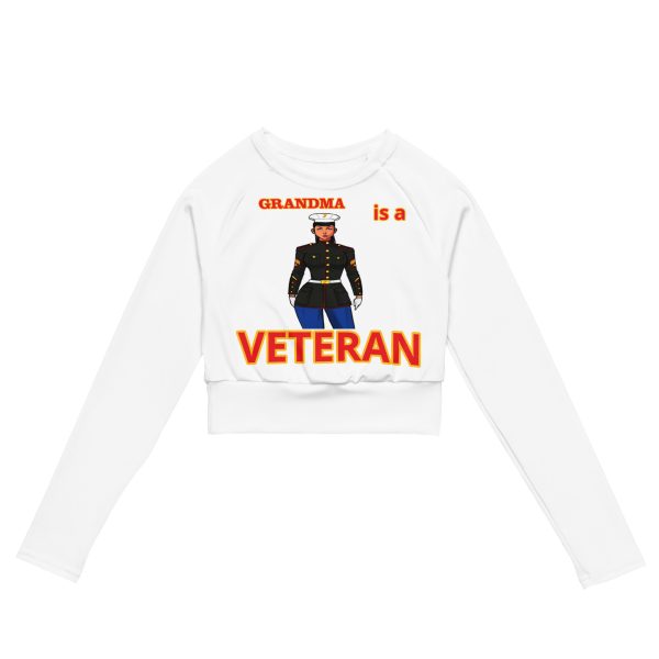 GRANDMA IS A VETERAN TOO FOWER Recycled Long-Sleeve Crop Top