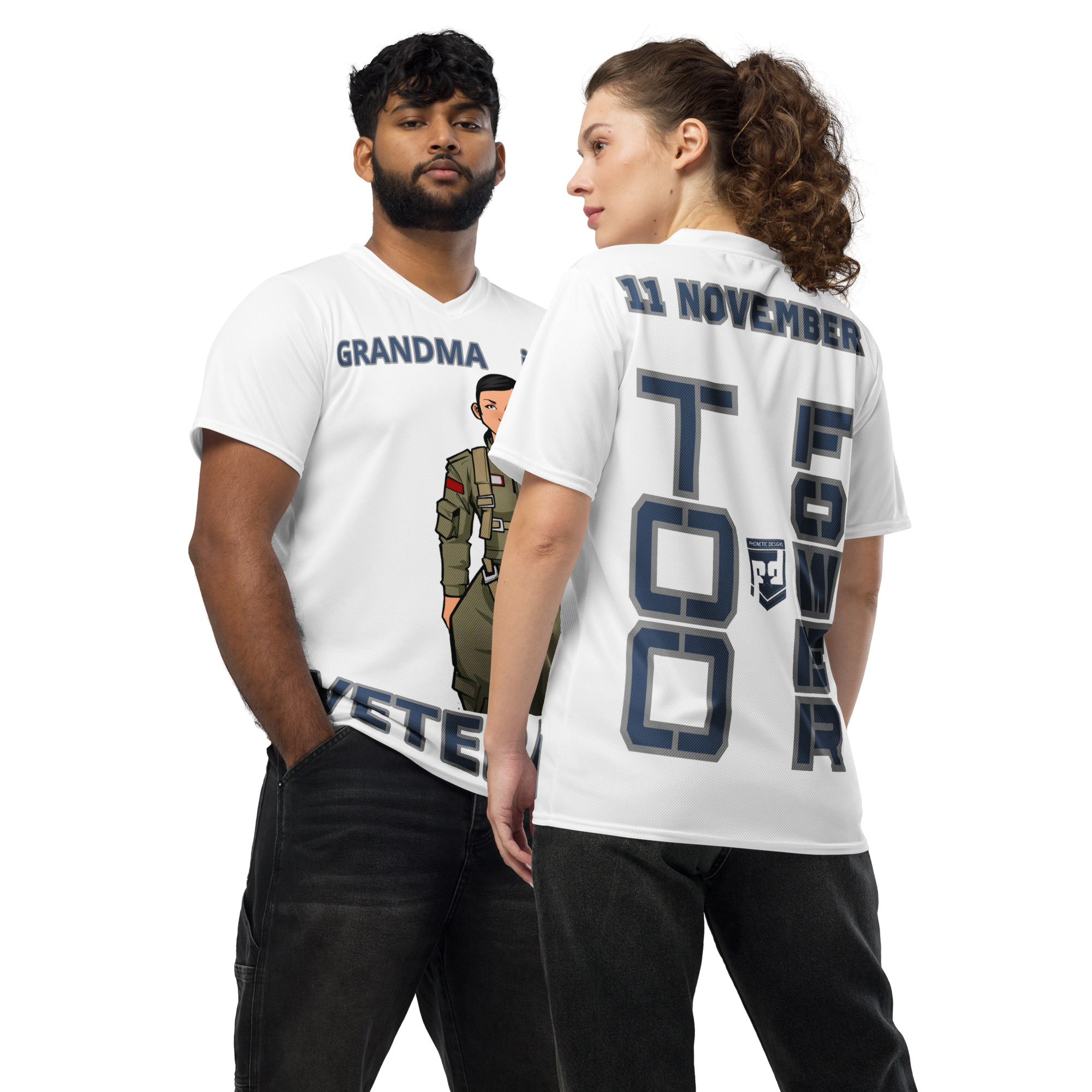 GRANDMA IS A VETERAN TOO FOWER Recycled Unisex Sports Jersey