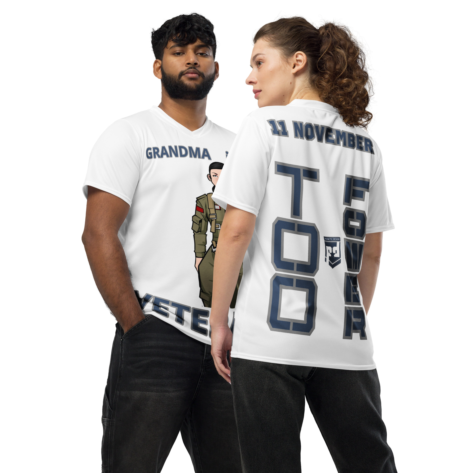 GRANDMA IS A VETERAN TOO FOWER Recycled Unisex Sports Jersey