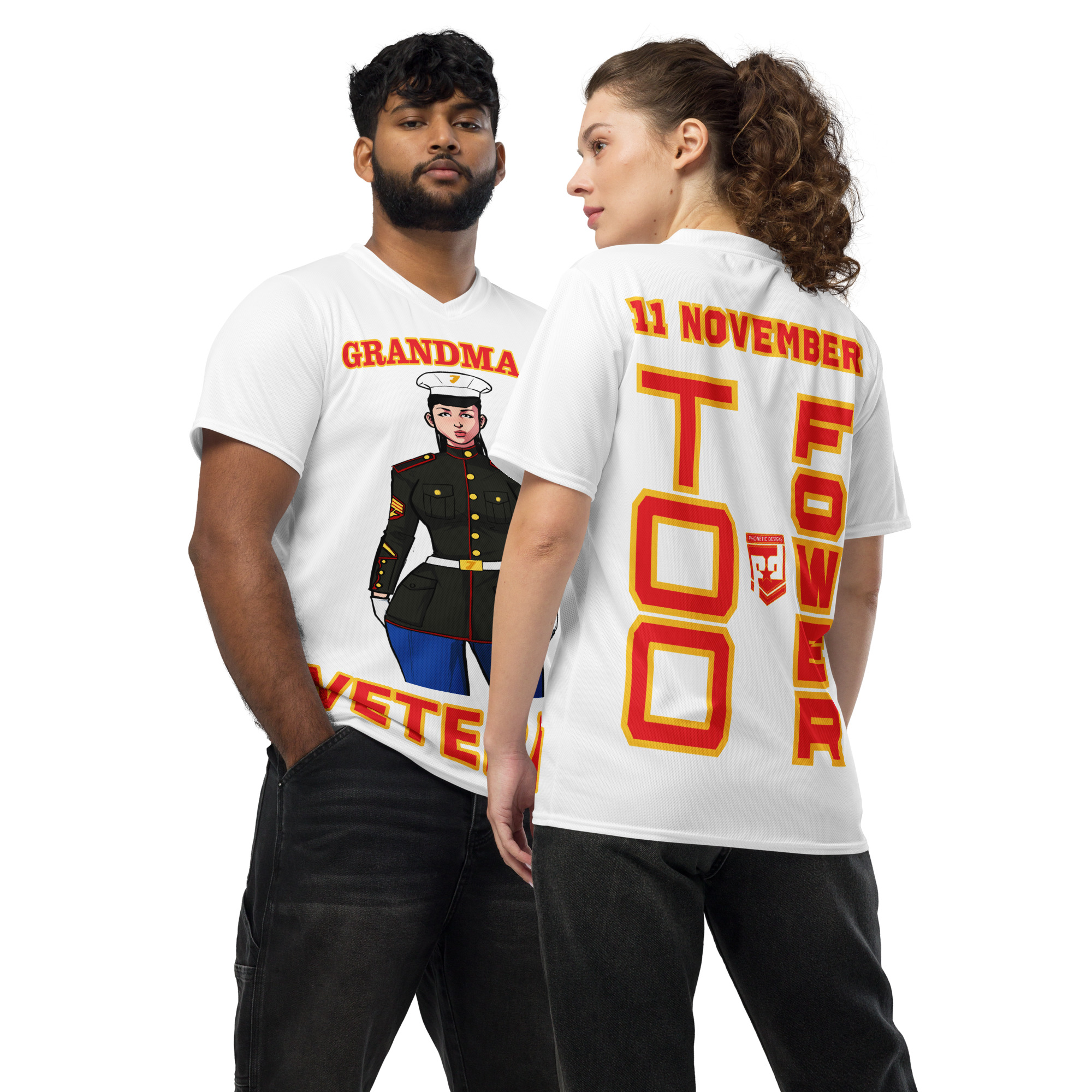 GRANDMA IS A VETERAN TOO FOWER Recycled Unisex Sports Jersey
