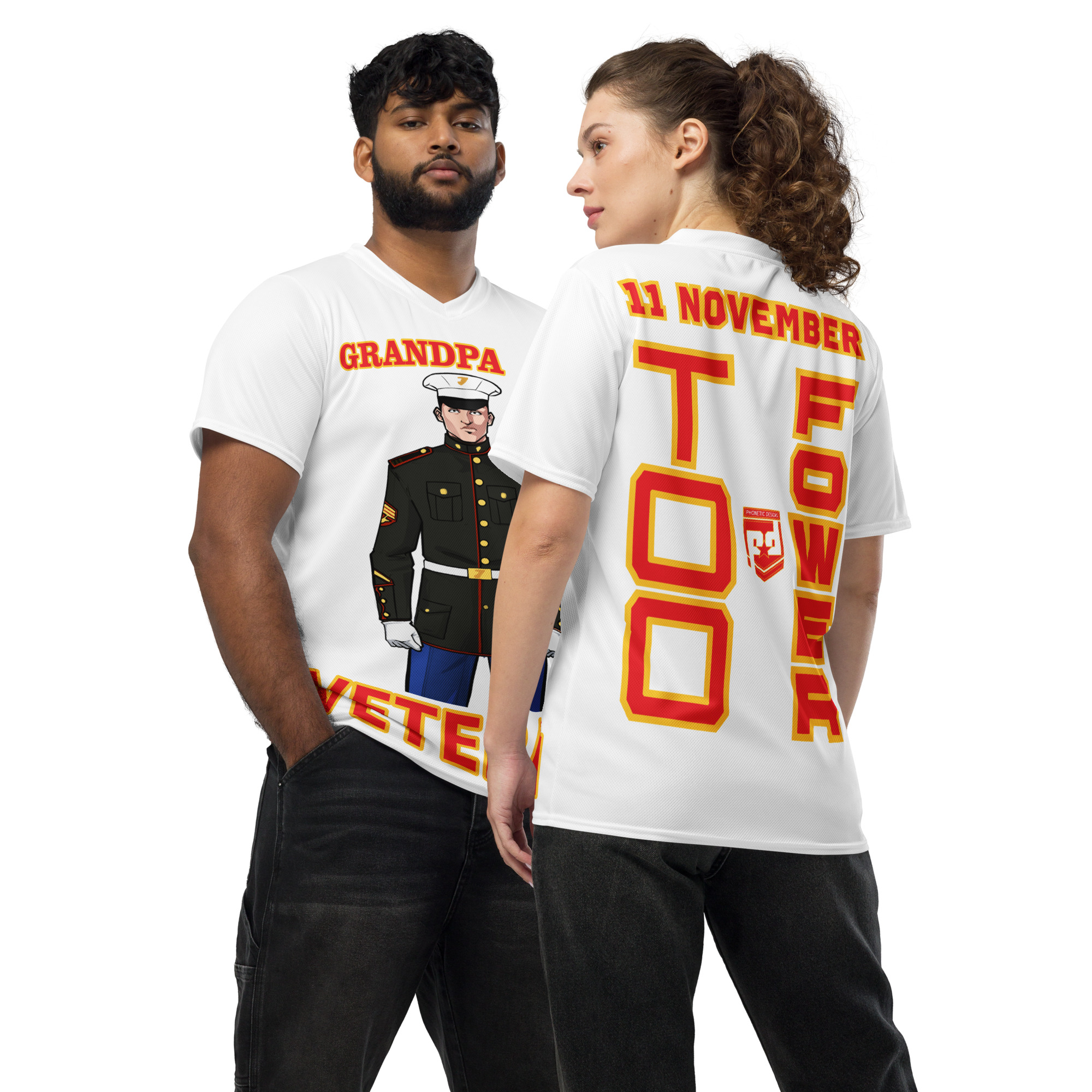 GRANDPA IS A VETERAN TOO FOWER Recycled Unisex Sports Jersey