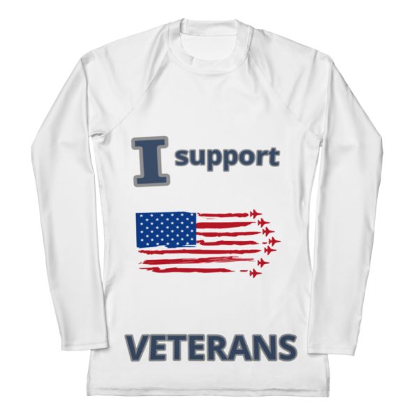 I SUPPORT  VETERANS TOO FOWER Women's Rash Guard