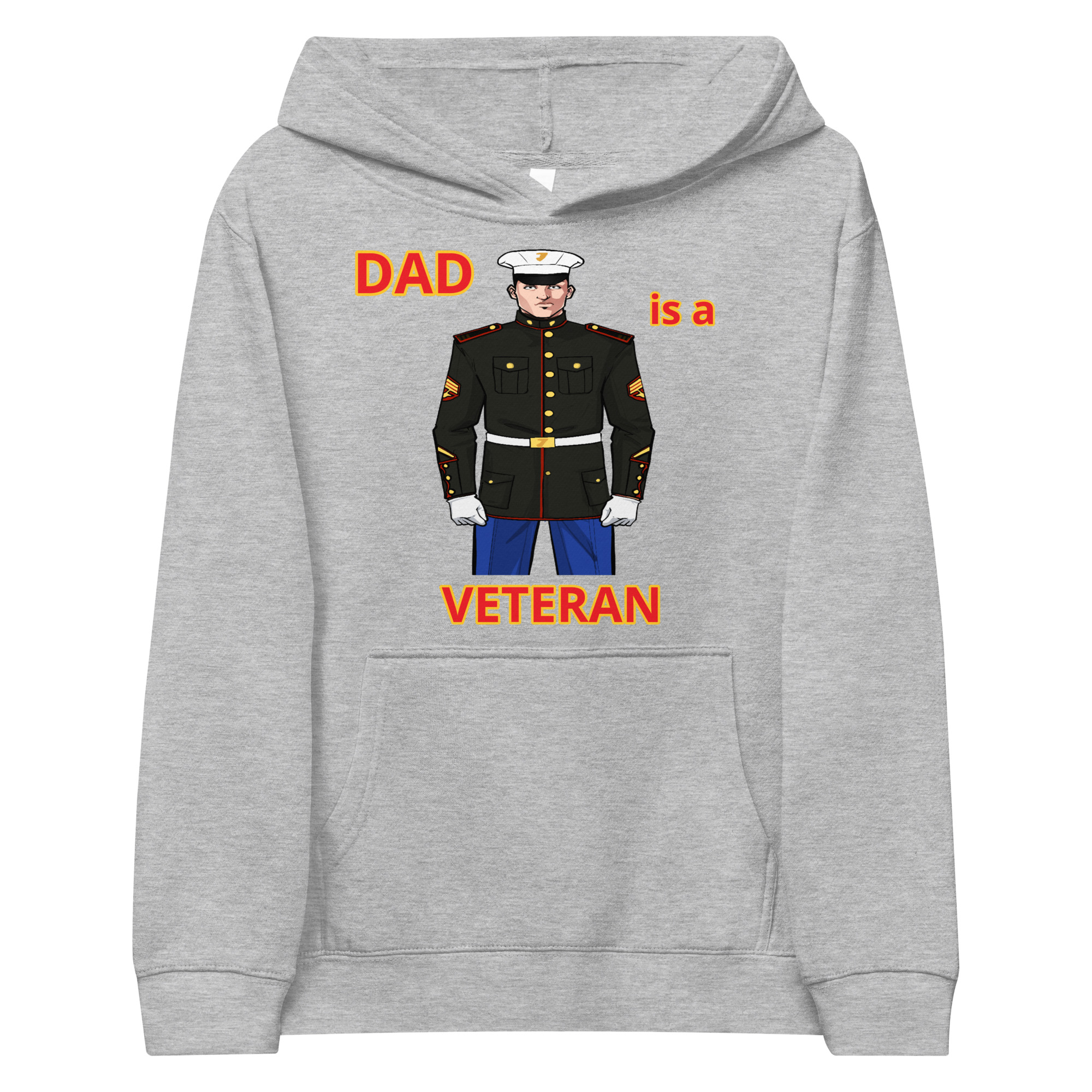 DAD IS A VETERAN TOO FOWER Kids Fleece Hoodie - Image 3