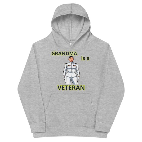 GRANDMA IS A VETERAN TOO FOWER Kids Fleece Hoodie - Image 3