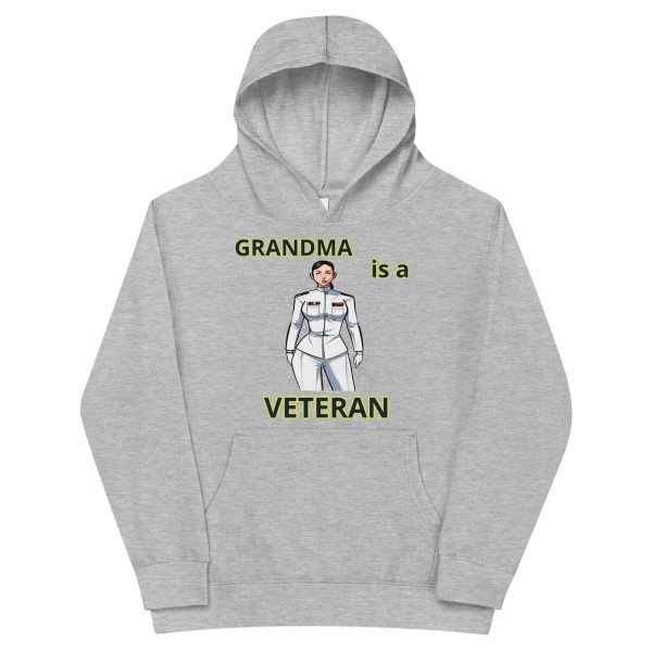 GRANDMA IS A VETERAN TOO FOWER Kids Fleece Hoodie - Image 3