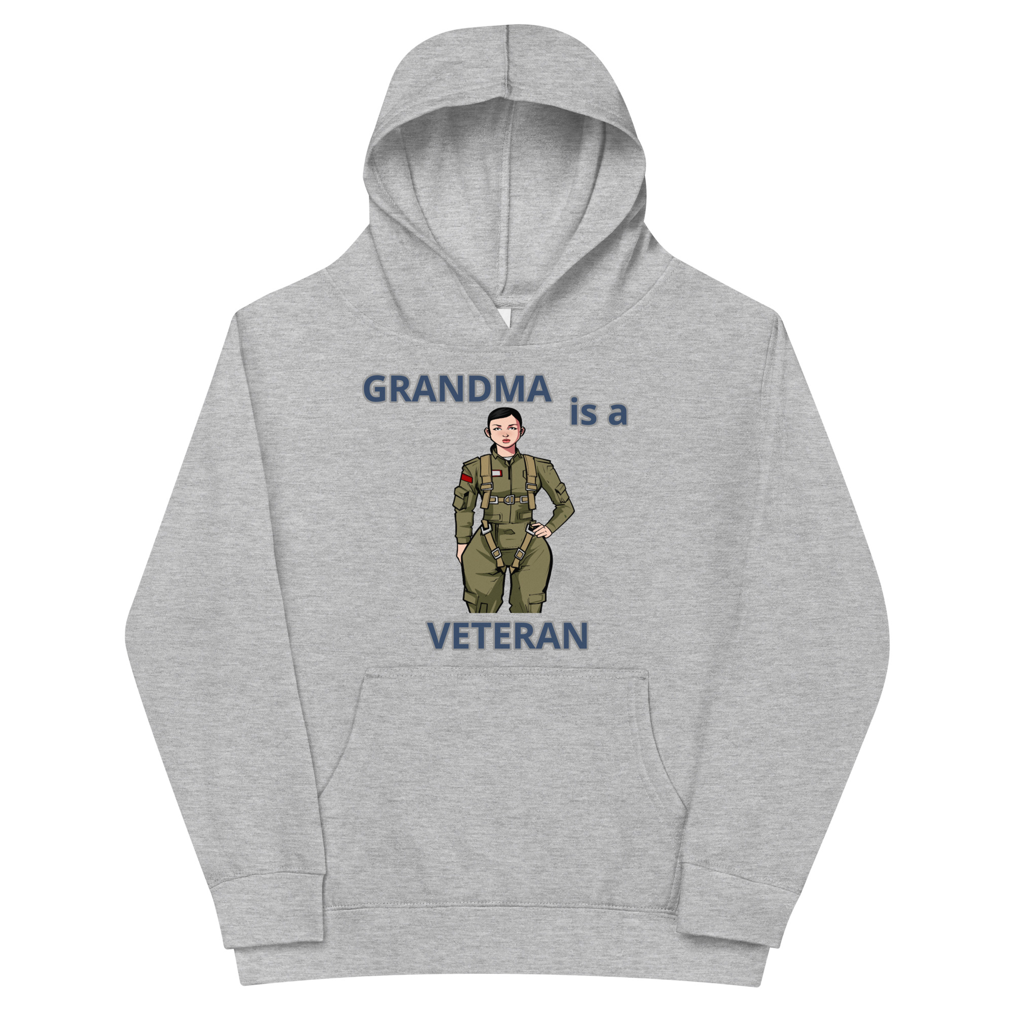 GRANDMA IS A VETERAN TOO FOWER Kids Fleece Hoodie - Image 3