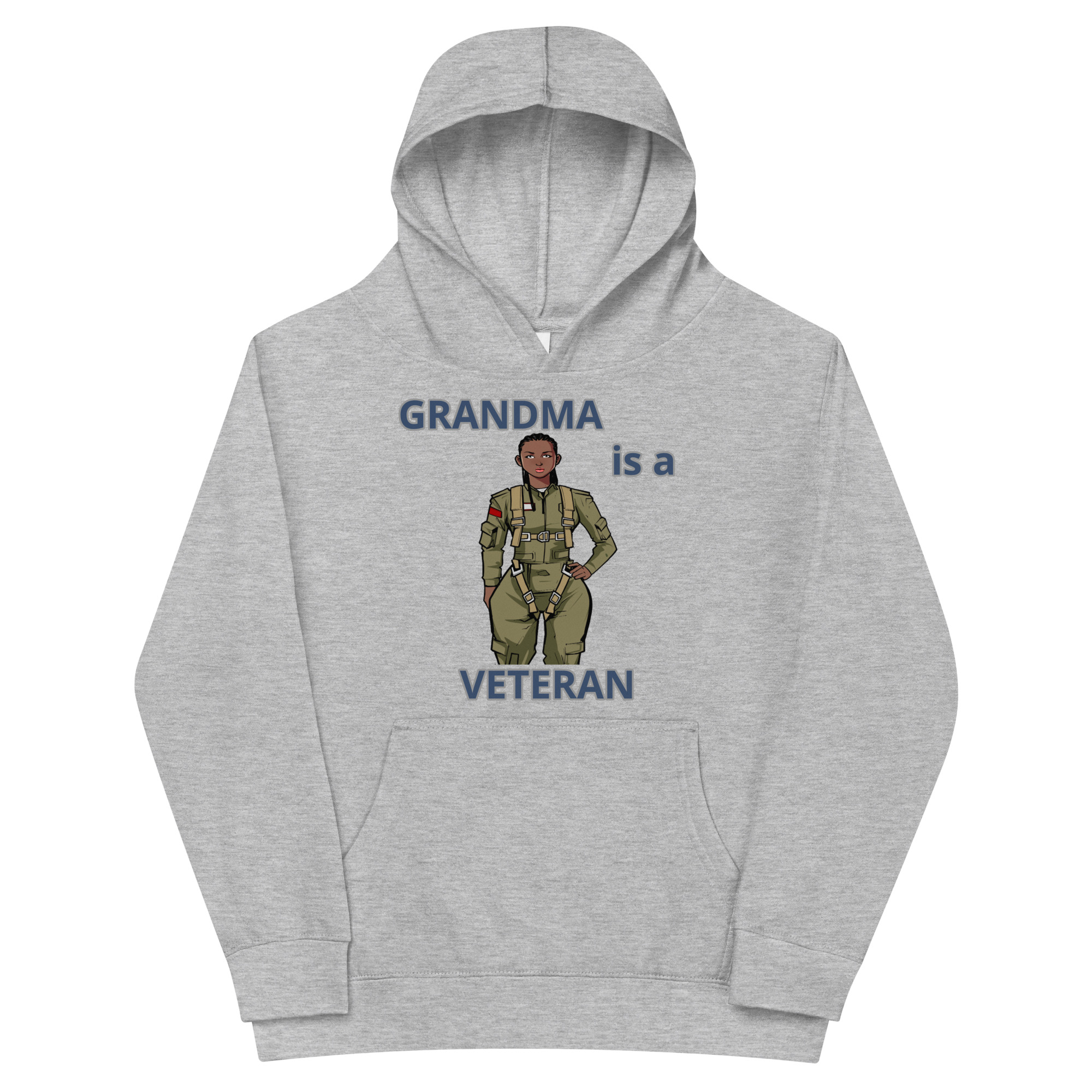 GRANDMA IS A VETERAN TOO FOWER Kids Fleece Hoodie - Image 3