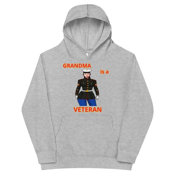 GRANDMA IS A VETERAN TOO FOWER Kids Fleece Hoodie - Image 3