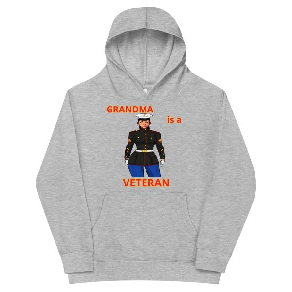 GRANDMA IS A VETERAN TOO FOWER Kids Fleece Hoodie - Image 3