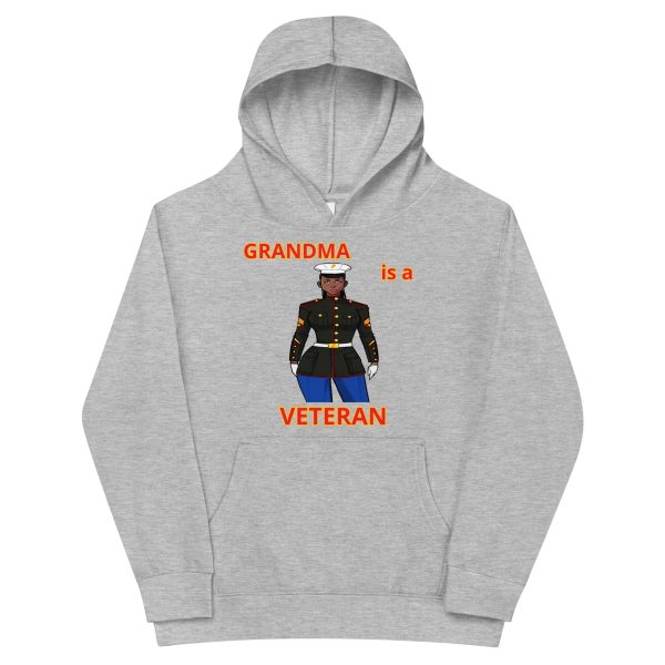 GRANDMA IS A VETERAN TOO FOWER Kids Fleece Hoodie - Image 3
