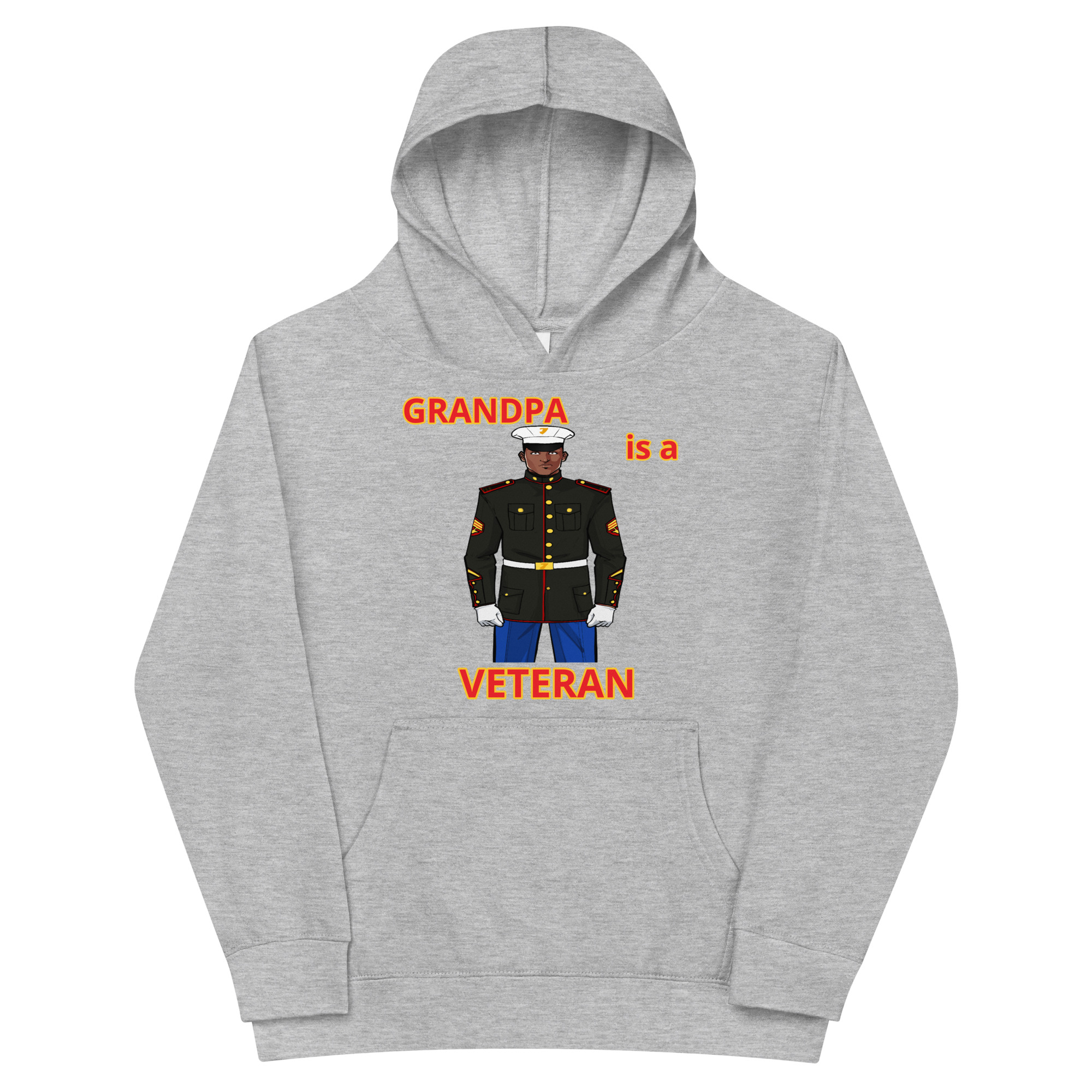 GRANDPA IS A VETERAN TOO FOWER Kids Fleece Hoodie - Image 3