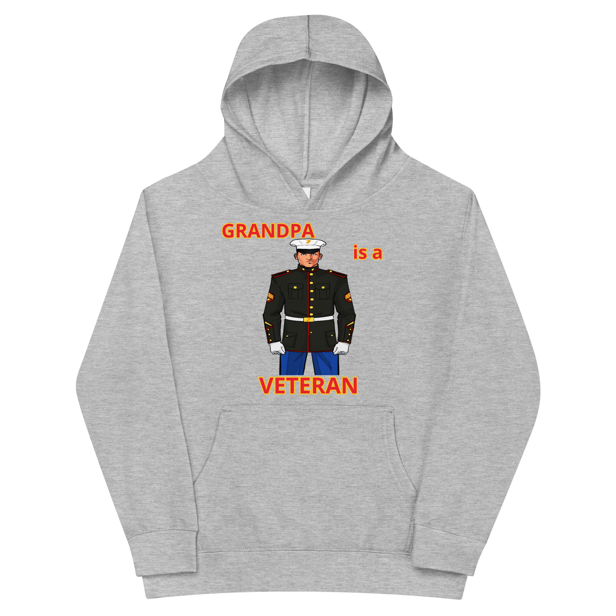 GRANDPA IS A VETERAN TOO FOWER Kids Fleece Hoodie - Image 3