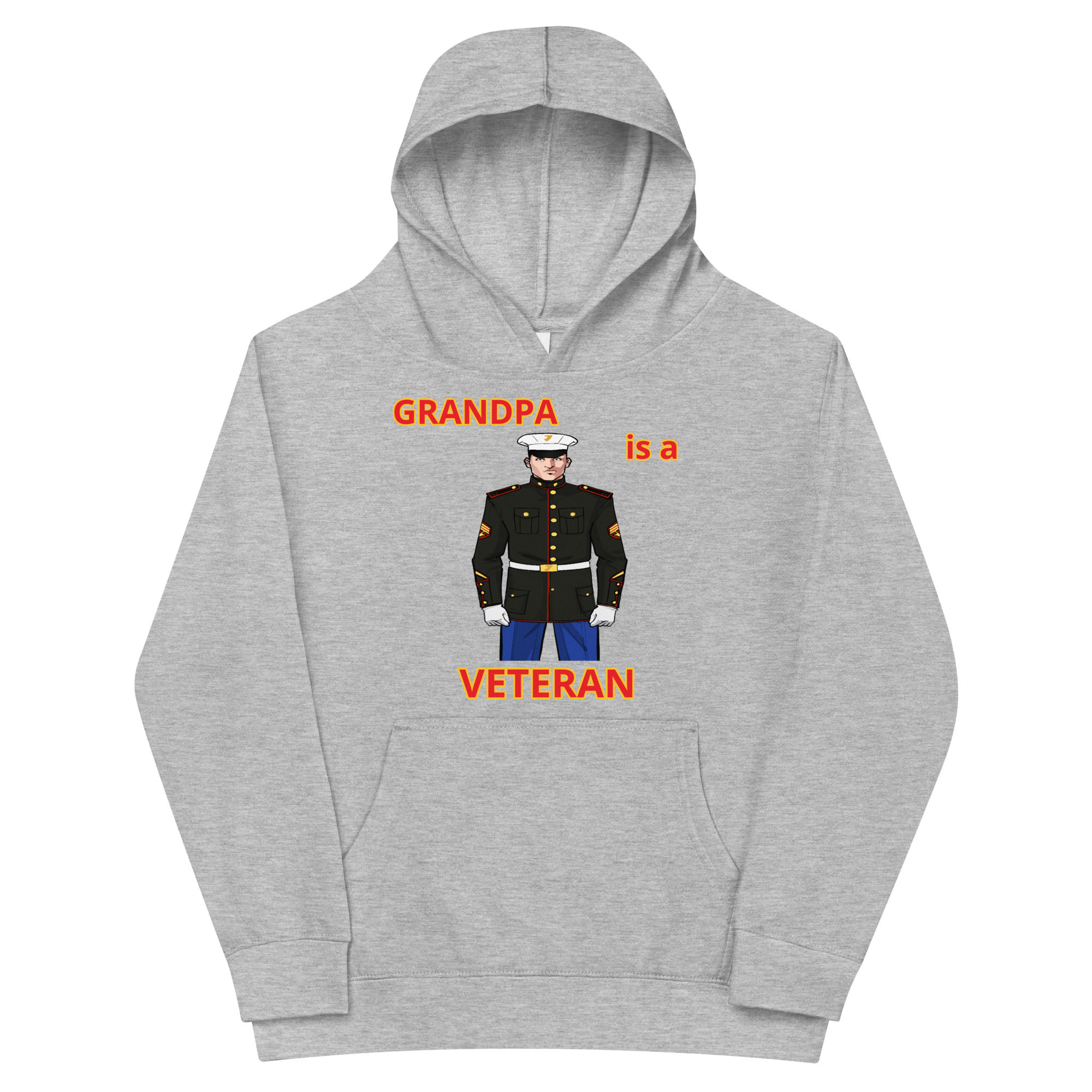 GRANDPA IS A VETERAN TOO FOWER Kids Fleece Hoodie - Image 3