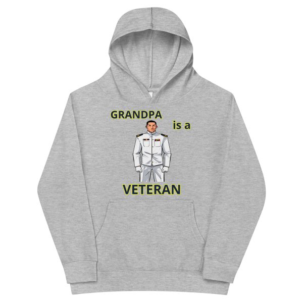 GRANDPA IS A VETERAN TOO FOWER Kids Fleece Hoodie - Image 3