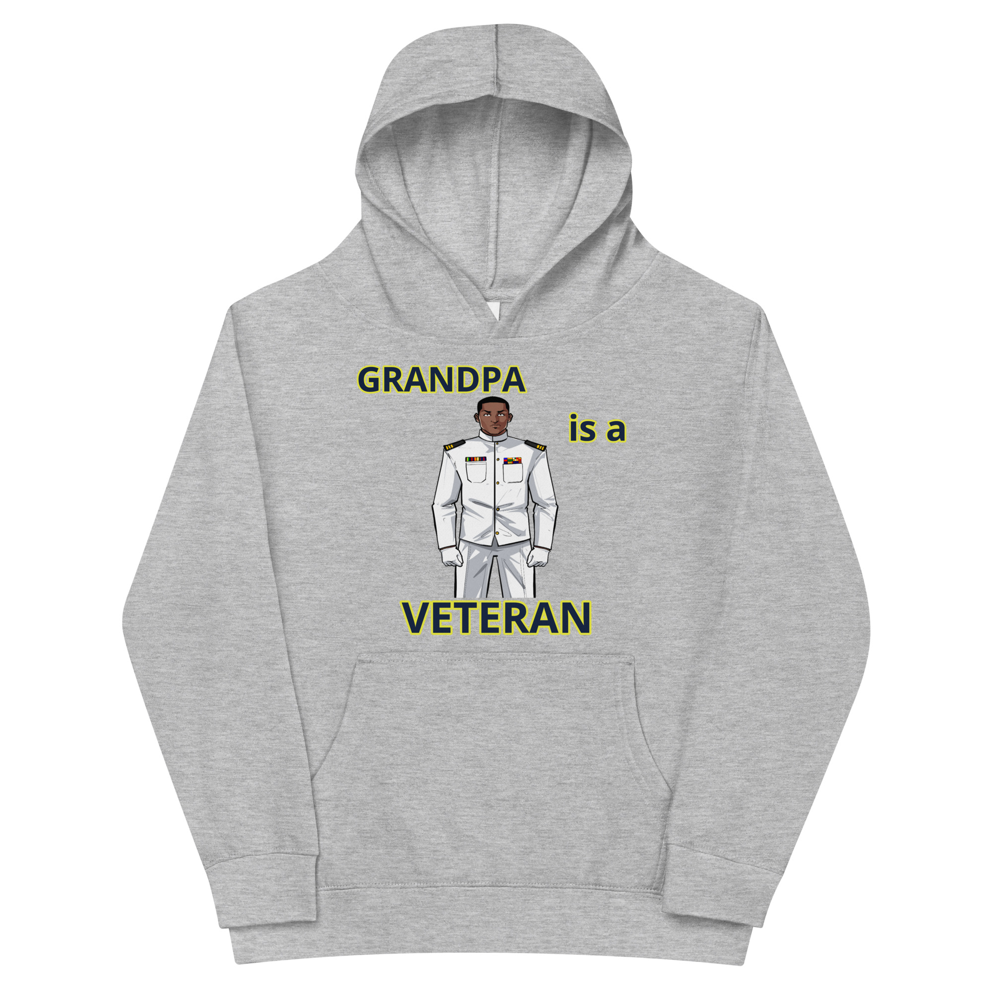 GRANDPA IS A VETERAN TOO FOWER Kids Fleece Hoodie - Image 3