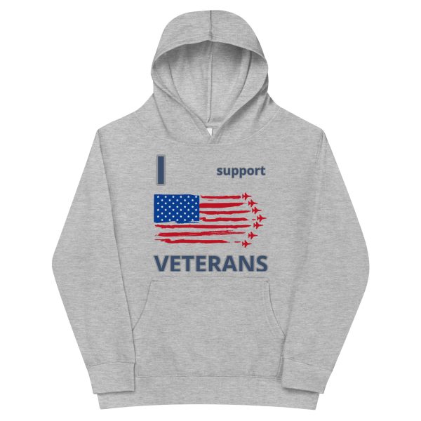 I SUPPORT  VETERANS TOO FOWER Kids Fleece Hoodie - Image 3