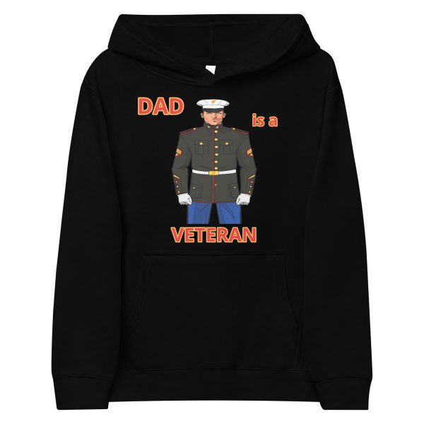 DAD IS A VETERAN TOO FOWER Kids Fleece Hoodie