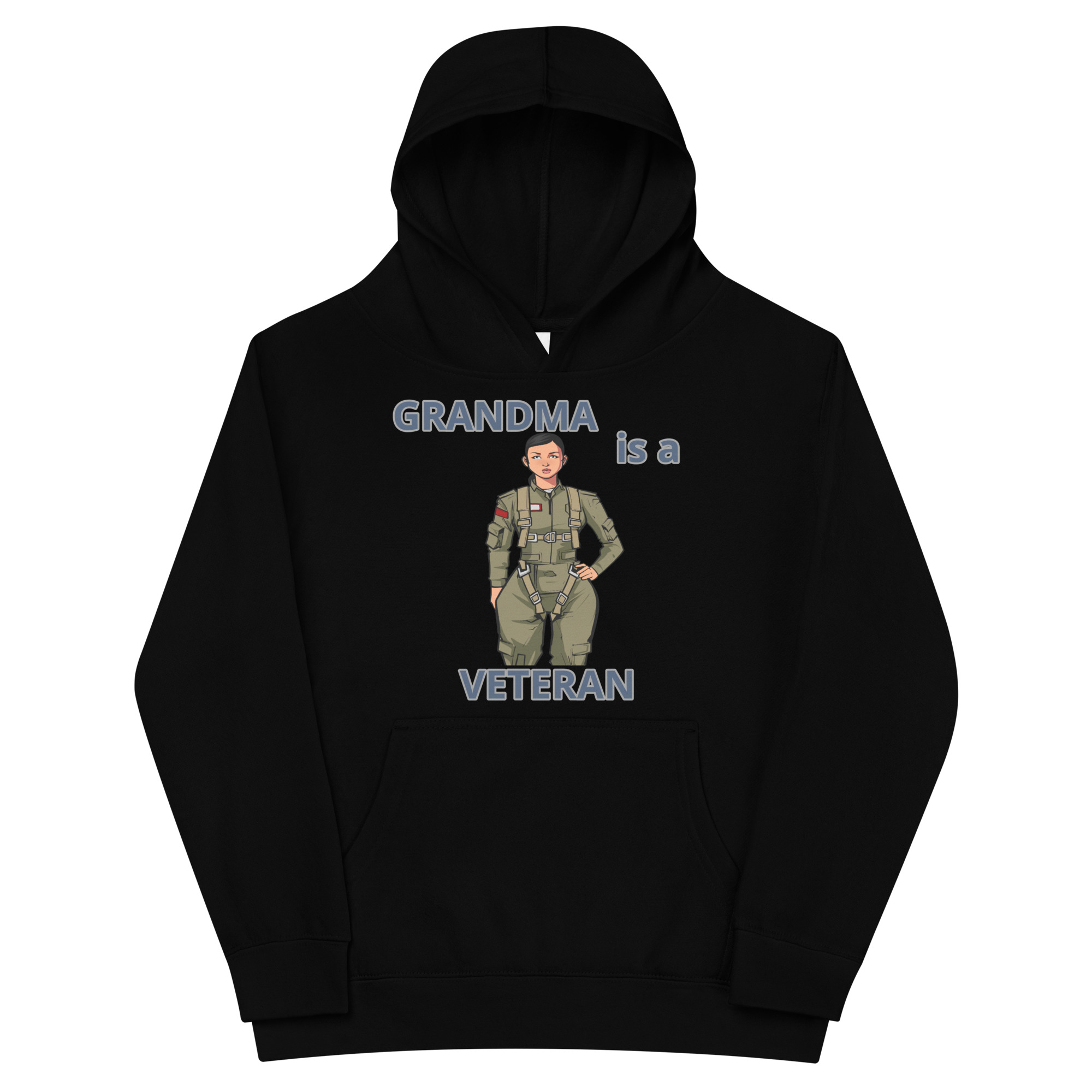 GRANDMA IS A VETERAN TOO FOWER Kids Fleece Hoodie