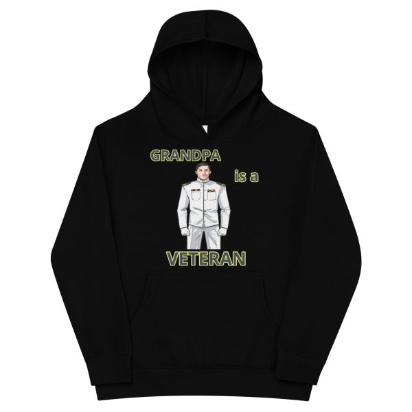 GRANDPA IS A VETERAN TOO FOWER Kids Fleece Hoodie
