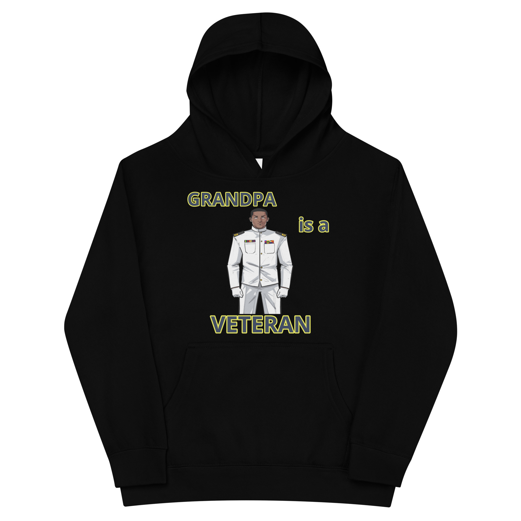 GRANDPA IS A VETERAN TOO FOWER Kids Fleece Hoodie
