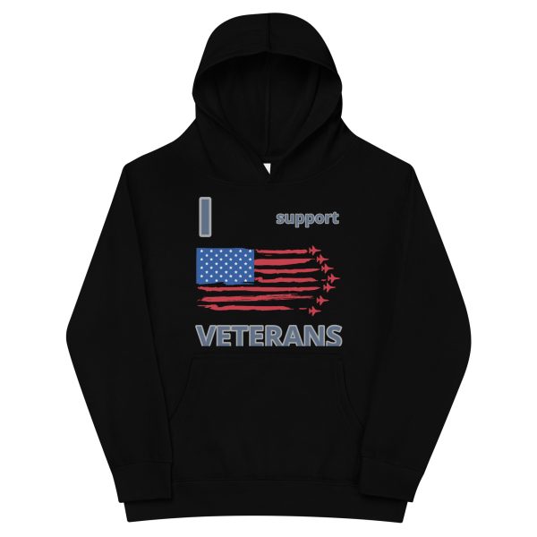 I SUPPORT  VETERANS TOO FOWER Kids Fleece Hoodie