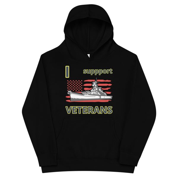 I SUPPORT  VETERANS TOO FOWER Kids Fleece Hoodie