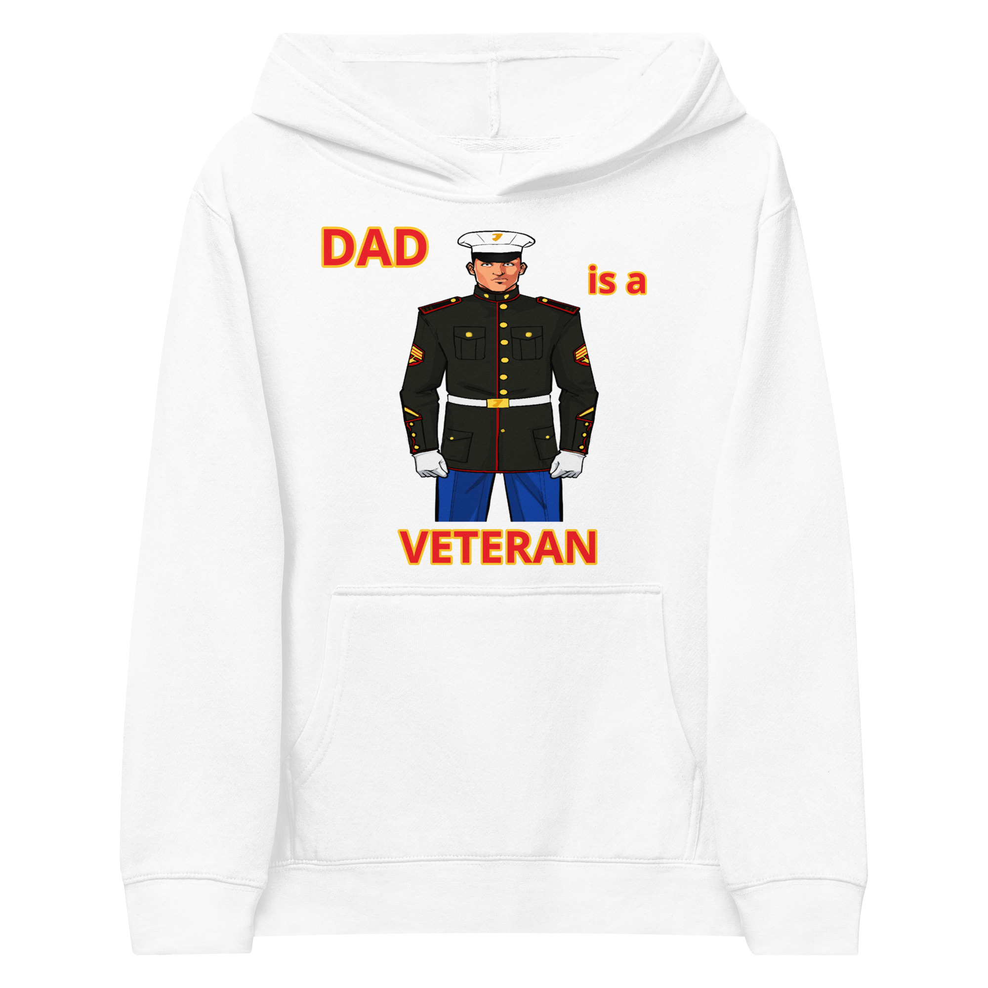 DAD IS A VETERAN TOO FOWER Kids Fleece Hoodie - Image 5