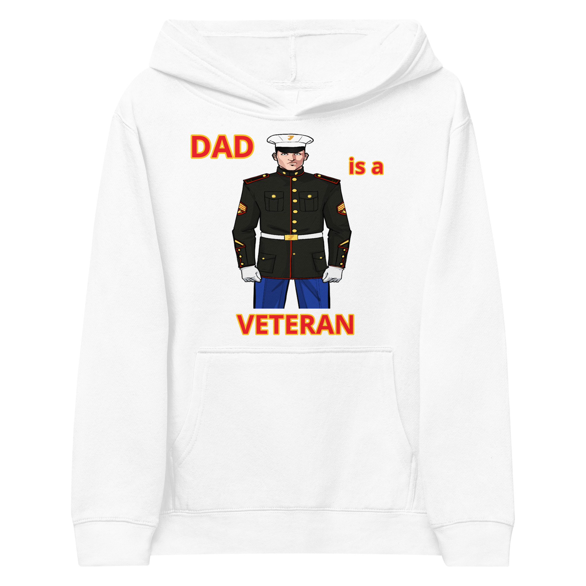 DAD IS A VETERAN TOO FOWER Kids Fleece Hoodie - Image 5