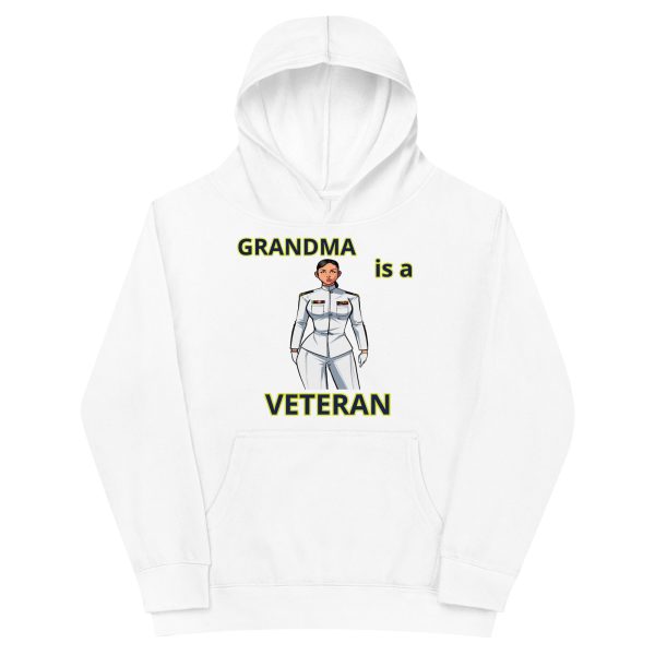 GRANDMA IS A VETERAN TOO FOWER Kids Fleece Hoodie - Image 5