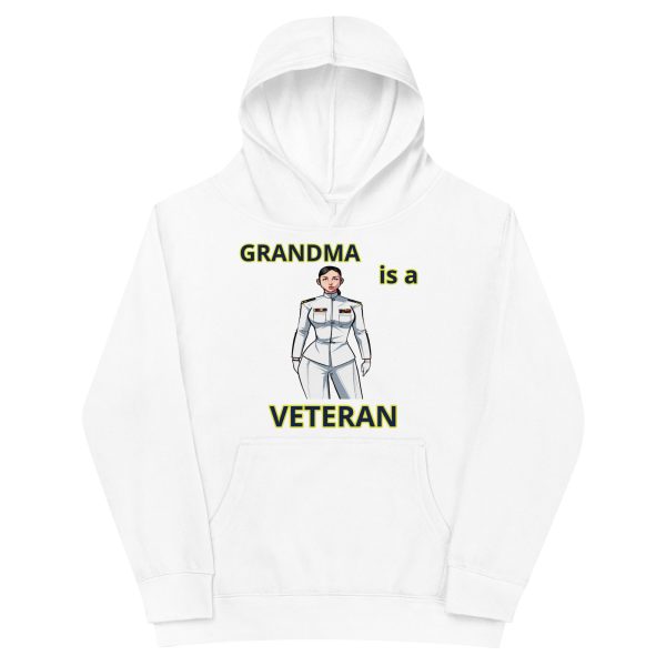 GRANDMA IS A VETERAN TOO FOWER Kids Fleece Hoodie - Image 5