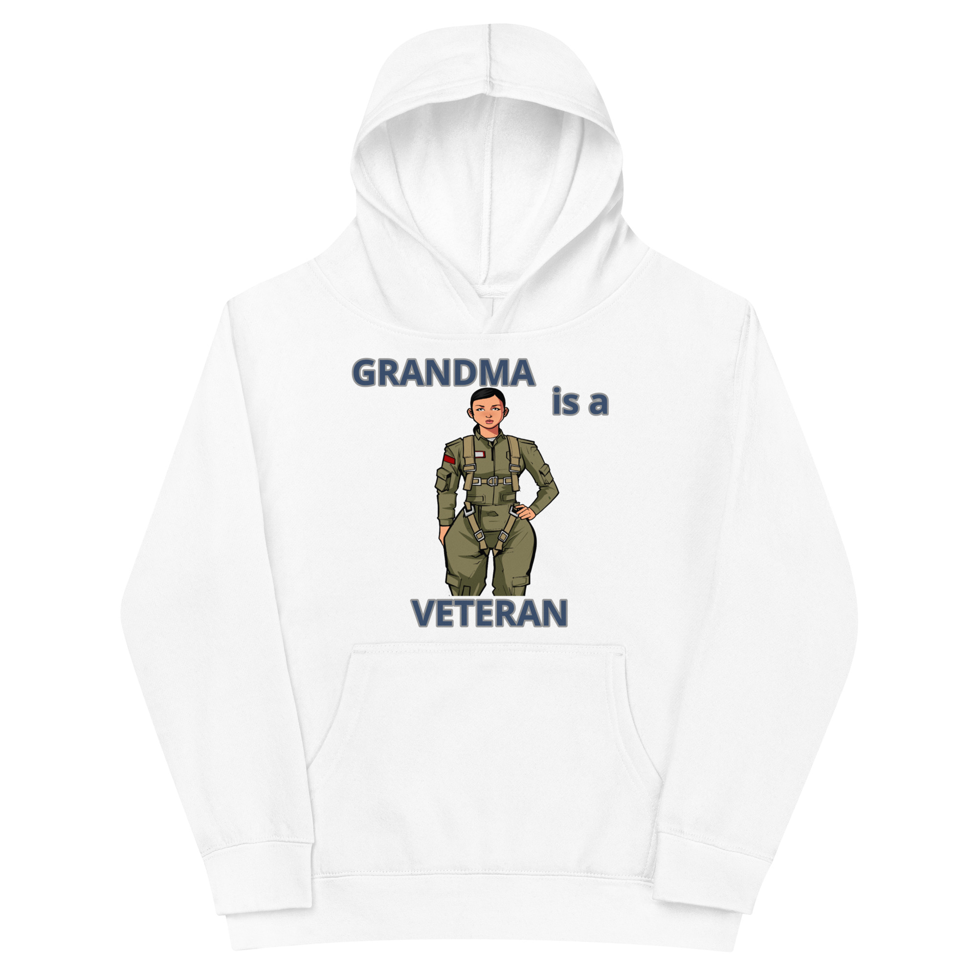 GRANDMA IS A VETERAN TOO FOWER Kids Fleece Hoodie - Image 5