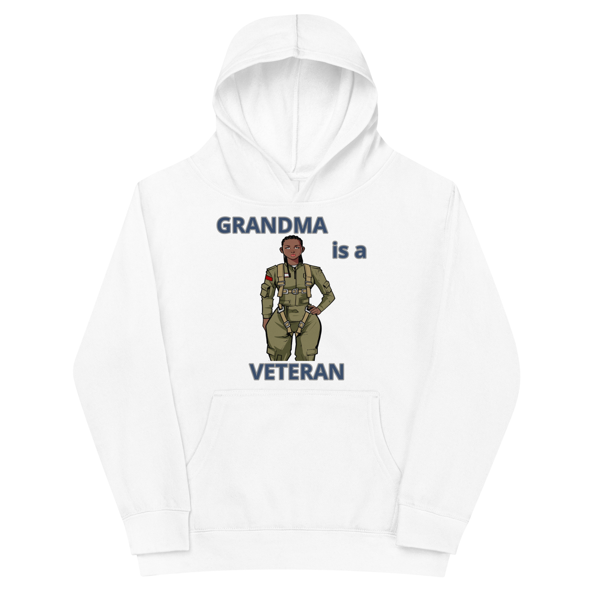 GRANDMA IS A VETERAN TOO FOWER Kids Fleece Hoodie - Image 5