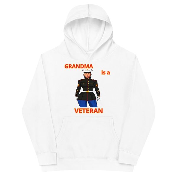 GRANDMA IS A VETERAN TOO FOWER Kids Fleece Hoodie - Image 5