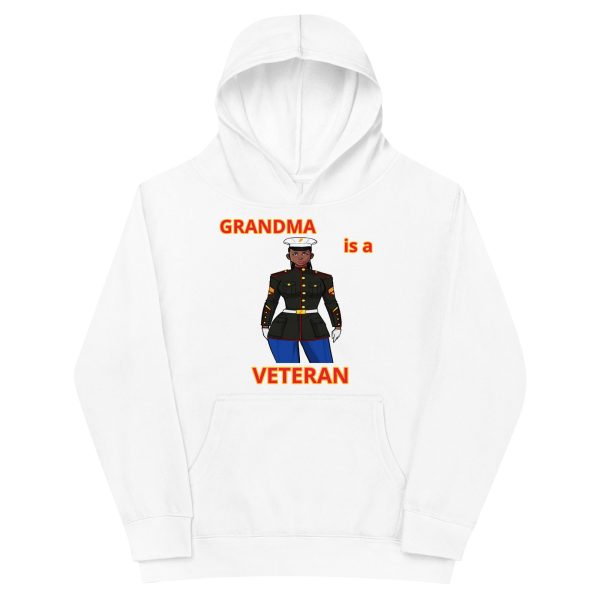 GRANDMA IS A VETERAN TOO FOWER Kids Fleece Hoodie - Image 5