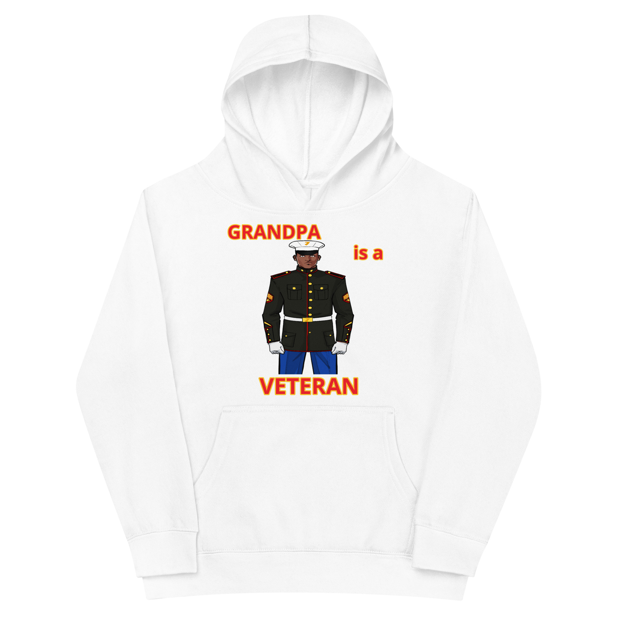 GRANDPA IS A VETERAN TOO FOWER Kids Fleece Hoodie - Image 5