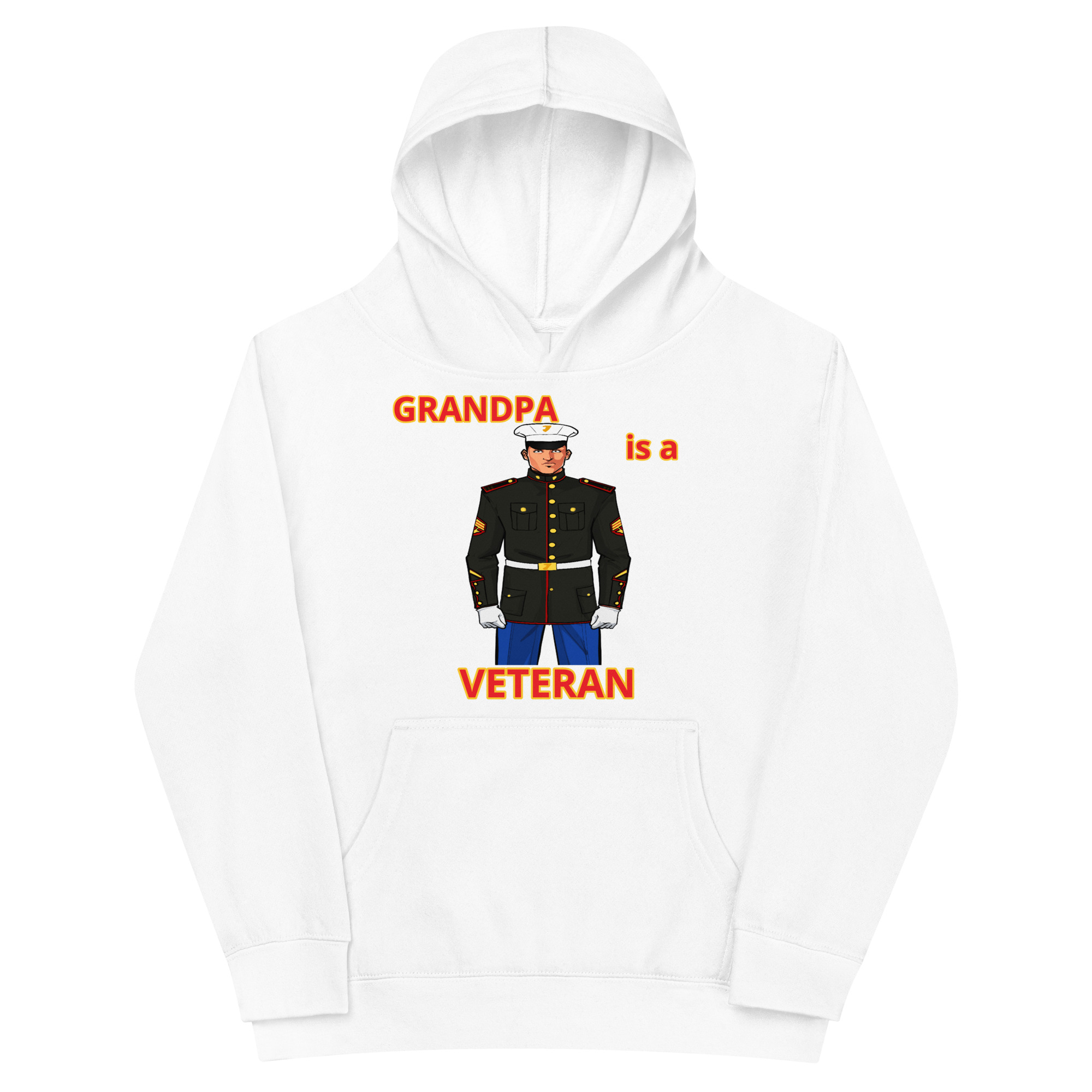 GRANDPA IS A VETERAN TOO FOWER Kids Fleece Hoodie - Image 5