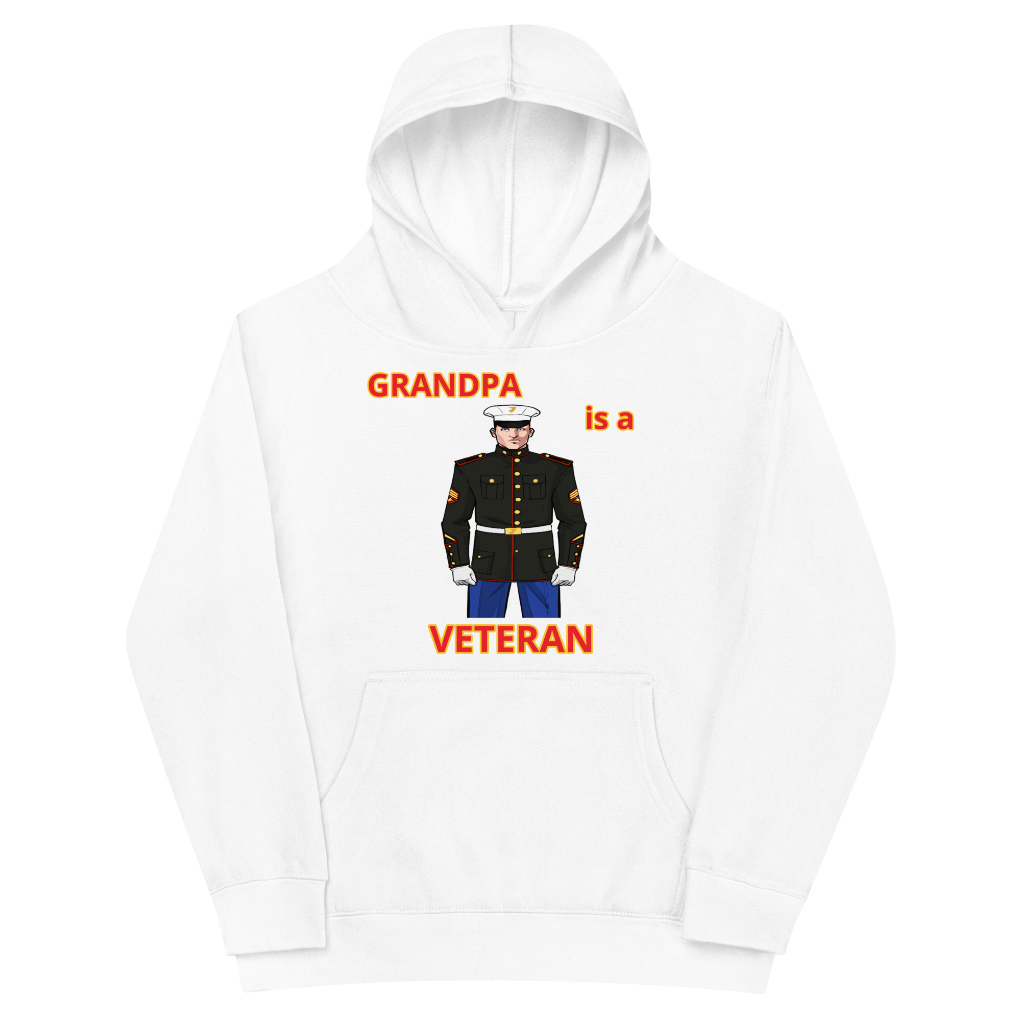 GRANDPA IS A VETERAN TOO FOWER Kids Fleece Hoodie - Image 5