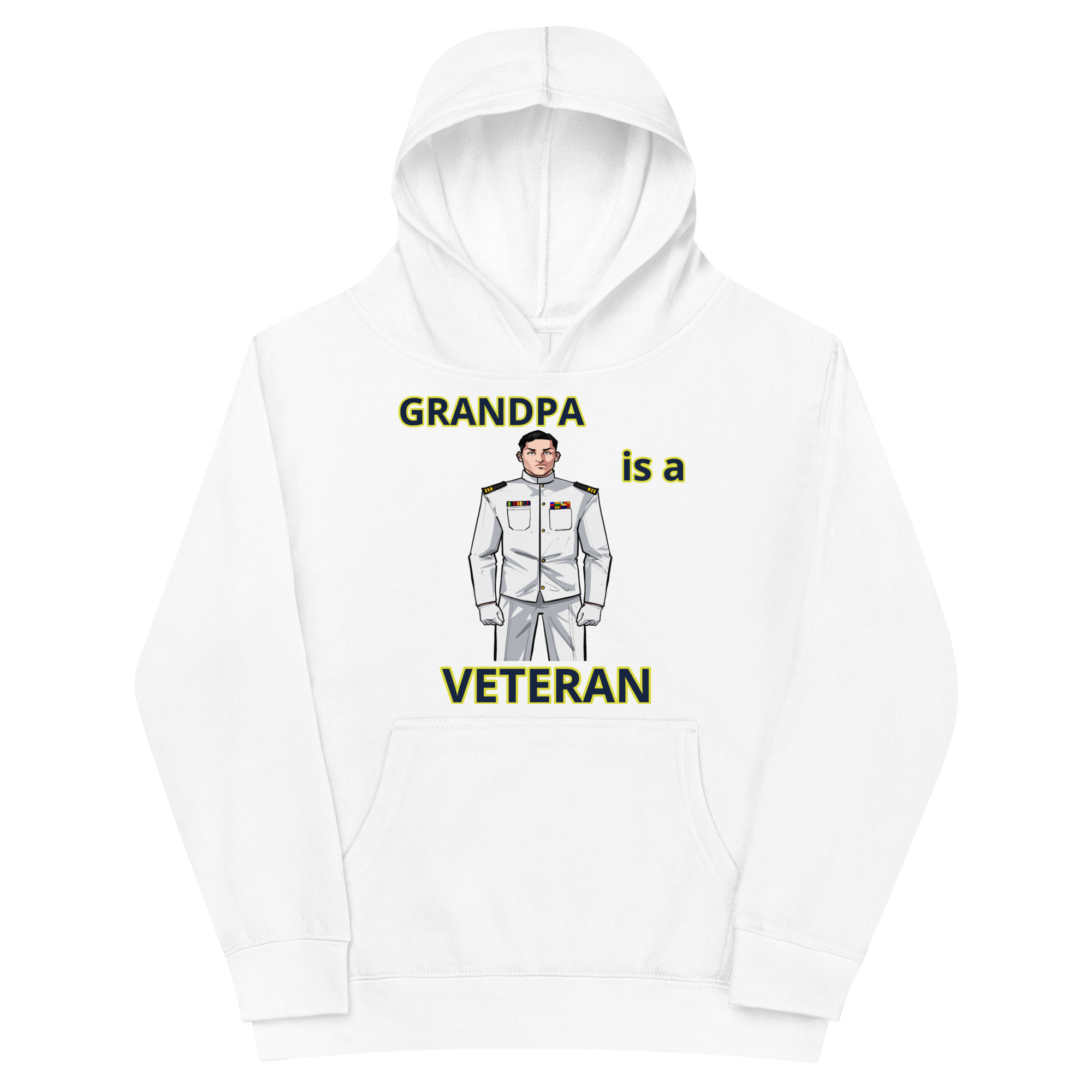 GRANDPA IS A VETERAN TOO FOWER Kids Fleece Hoodie - Image 5