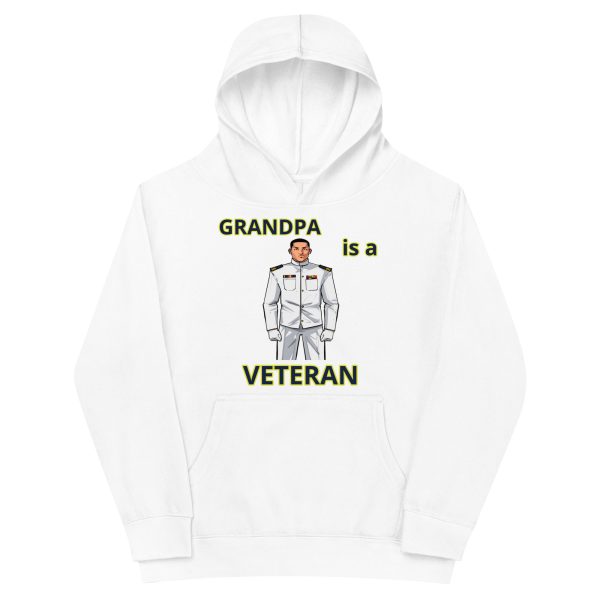 GRANDPA IS A VETERAN TOO FOWER Kids Fleece Hoodie - Image 5