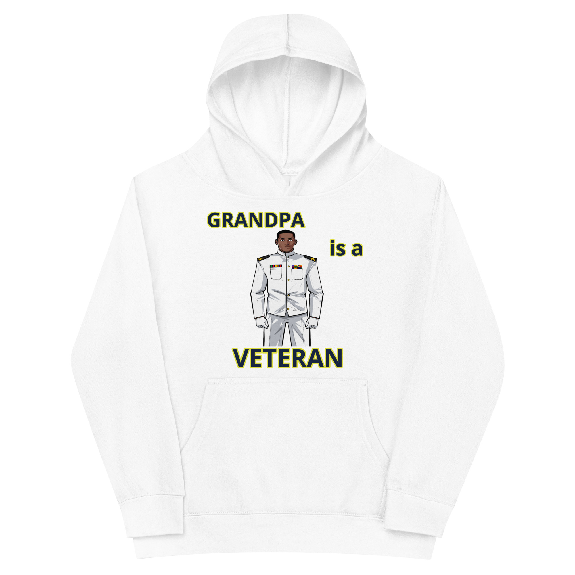 GRANDPA IS A VETERAN TOO FOWER Kids Fleece Hoodie - Image 5