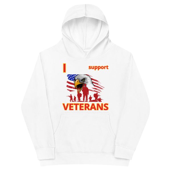 I SUPPORT  VETERANS TOO FOWER Kids Fleece Hoodie - Image 5