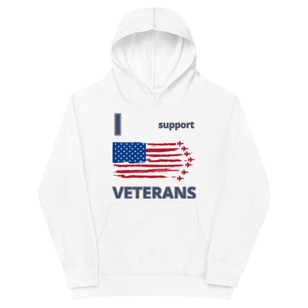 I SUPPORT  VETERANS TOO FOWER Kids Fleece Hoodie - Image 5