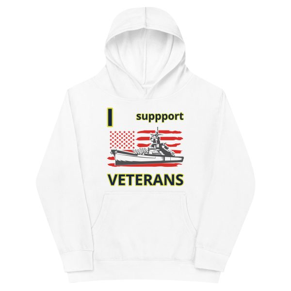 I SUPPORT  VETERANS TOO FOWER Kids Fleece Hoodie - Image 5