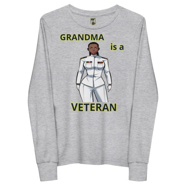 GRANDMA IS A VETERAN TOO FOWER Youth Long Sleeve Tee - Image 3