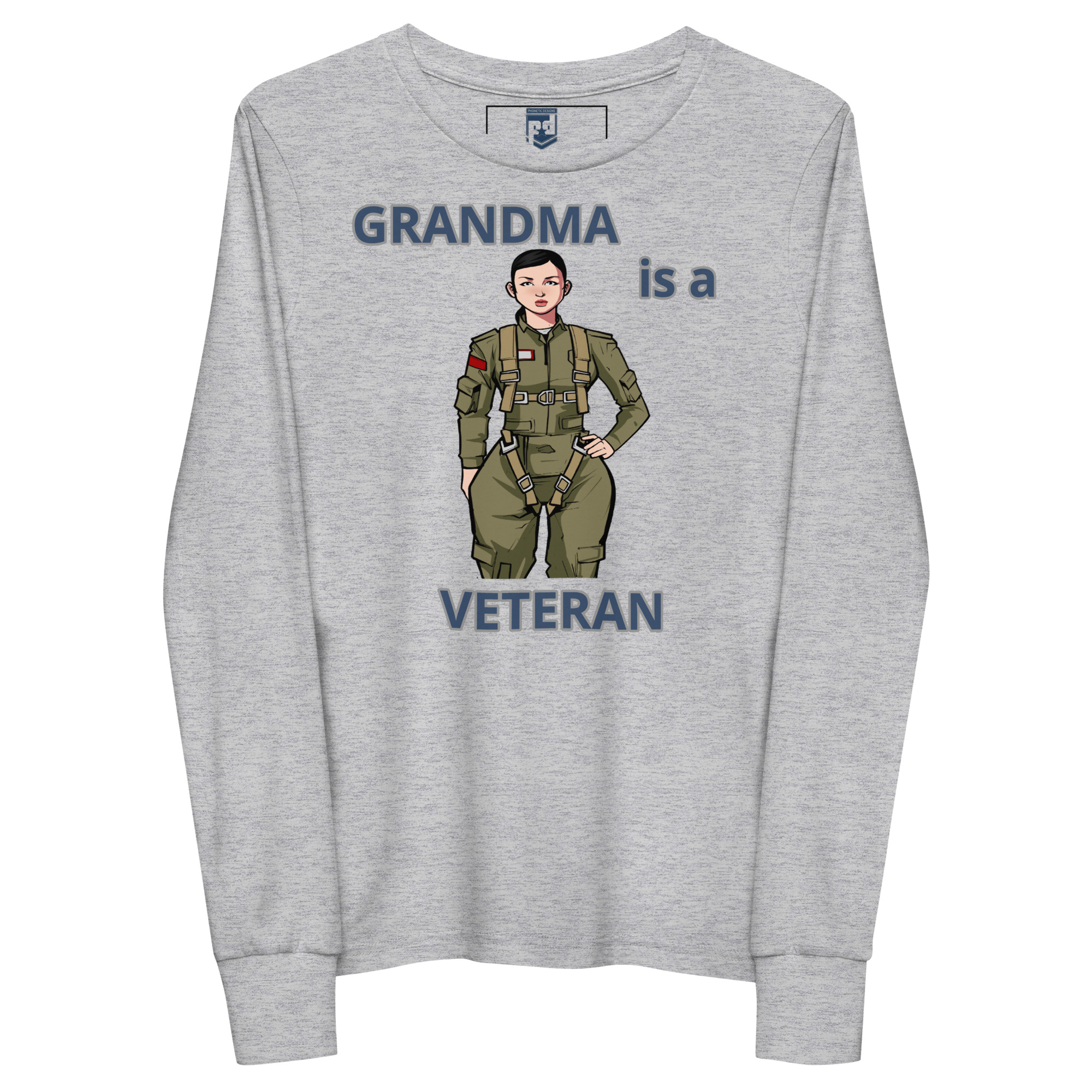 GRANDMA IS A VETERAN TOO FOWER Youth Long Sleeve Tee - Image 3